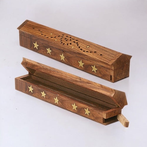 11" COFFIN INCENSE BOX-STAR
H132