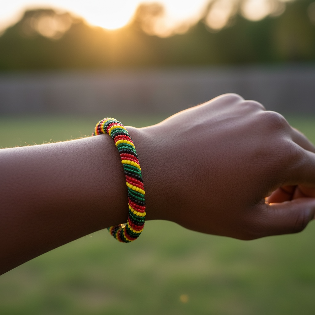 Maasai Beaded Bracelet - Round Rasta