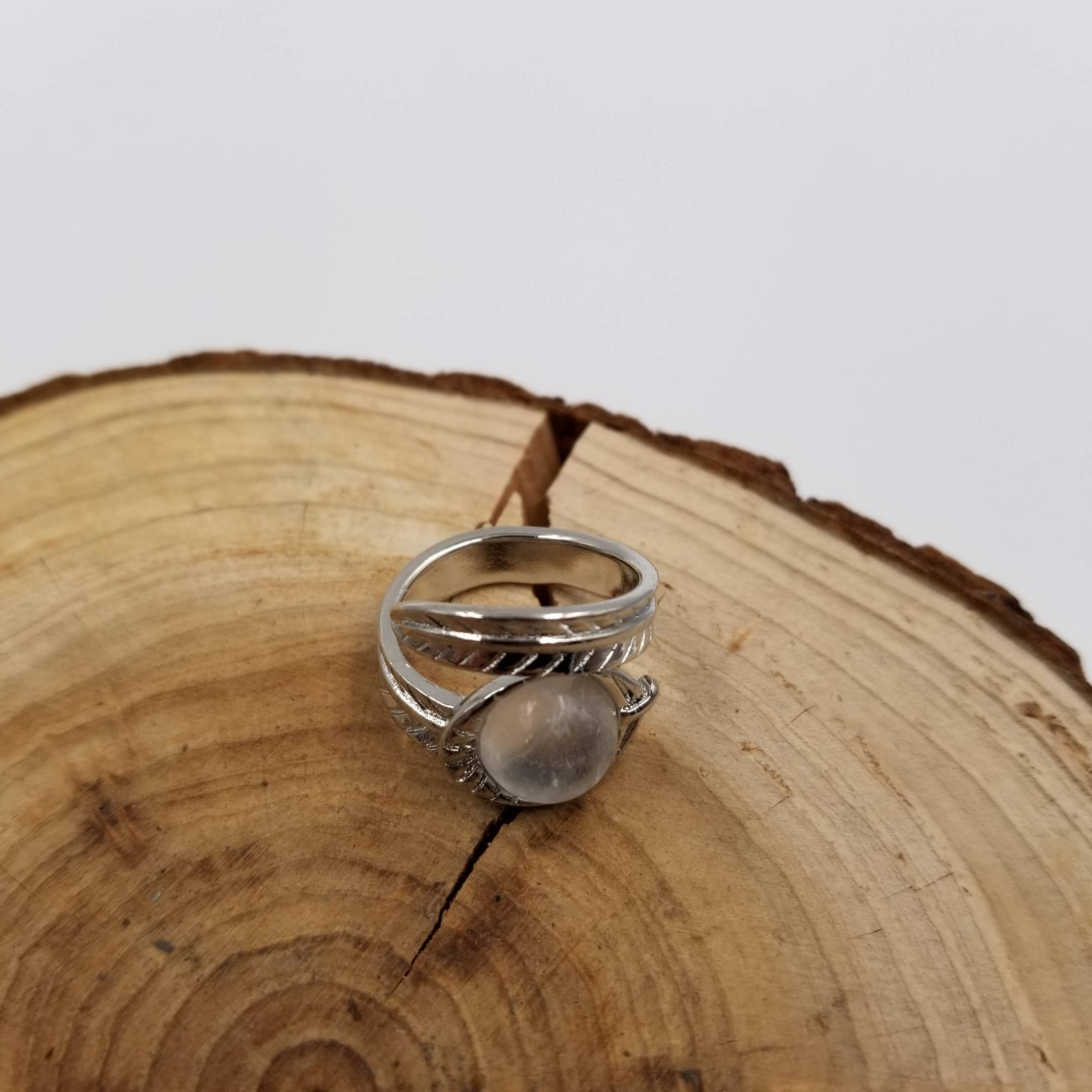 Vintage Silver Natural Stone Open Ring