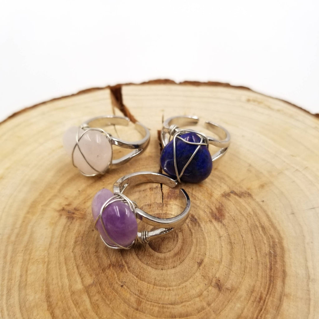 Handmade Natural Crystal Heart Ring