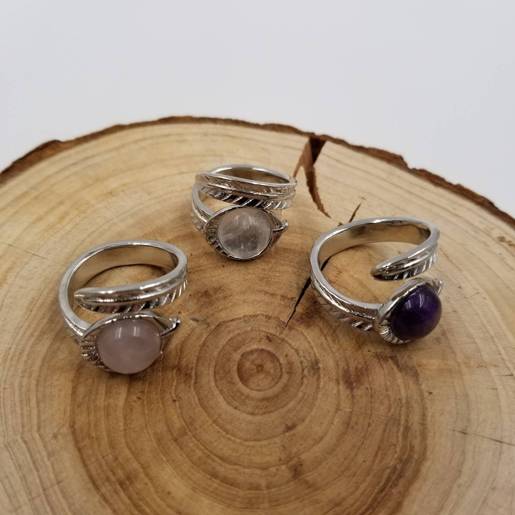 Vintage Silver Natural Stone Open Ring