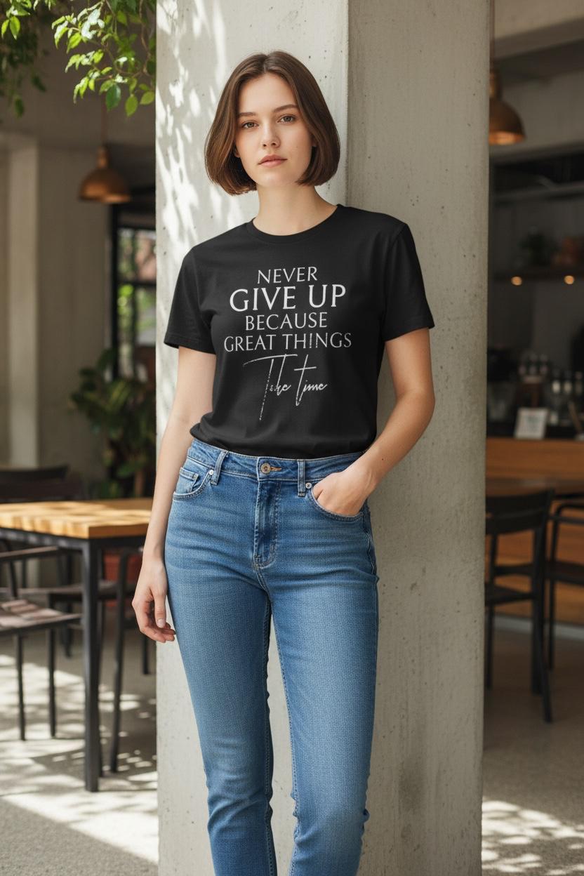 NEVER GIVE UP GRAPHIC TEE