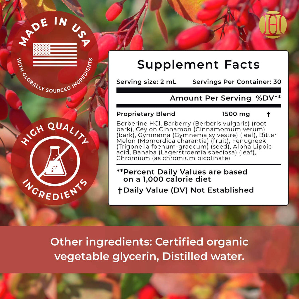 Blood Sugar Support Herbal Complex 1500mg — BERBERINE + ALA