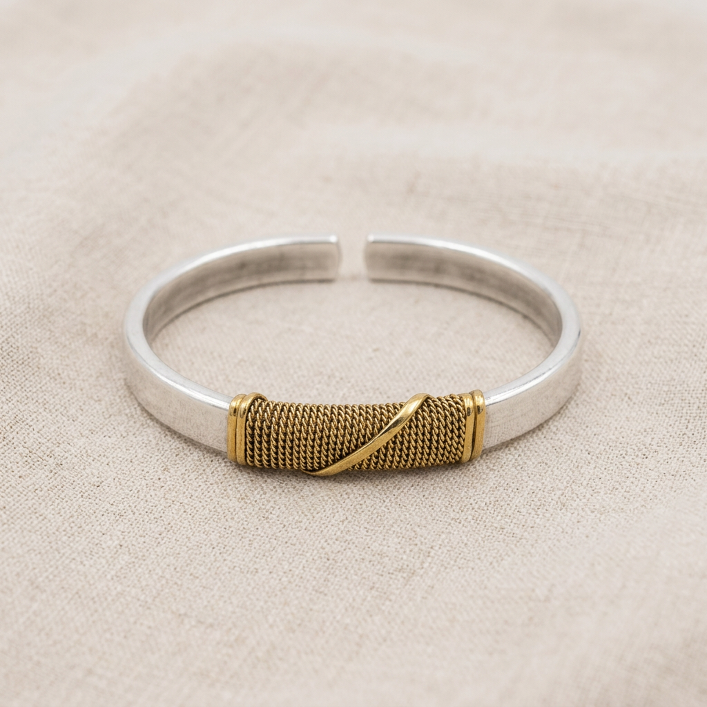 Silver and Brass Twist Bracelet