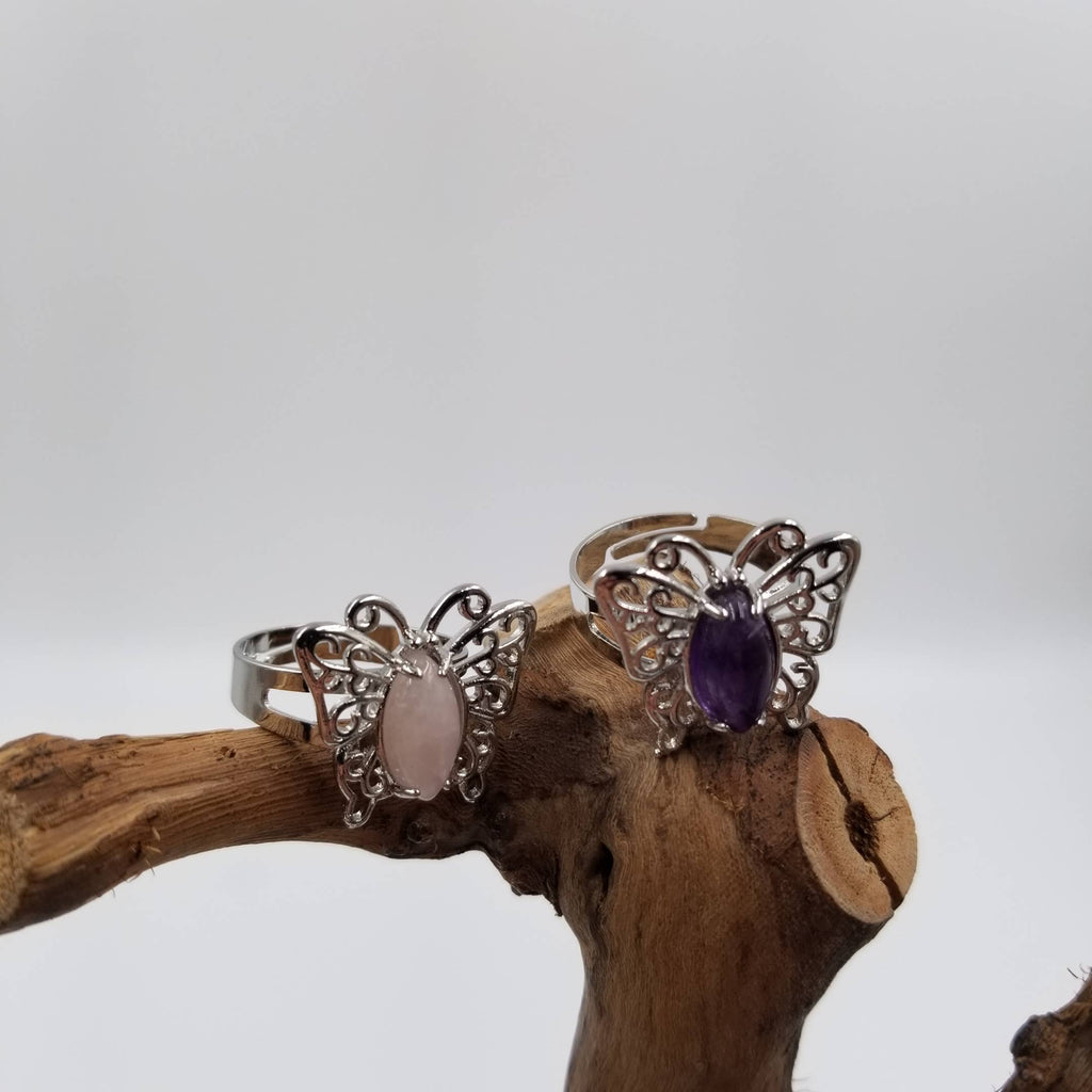 Natural Crystal Butterfly Ring