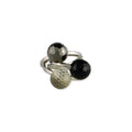 Set of 3 Black, Grey, and Clear Crystal Rings