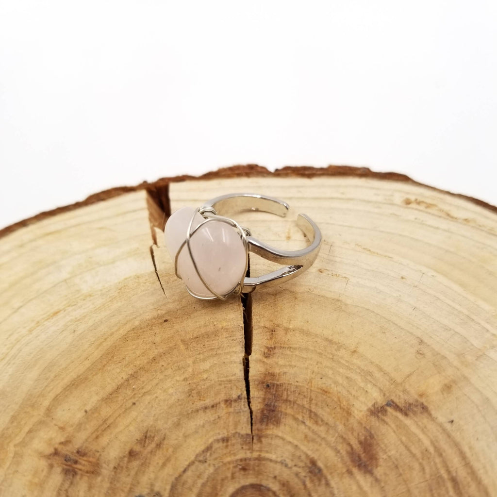 Handmade Natural Crystal Heart Ring