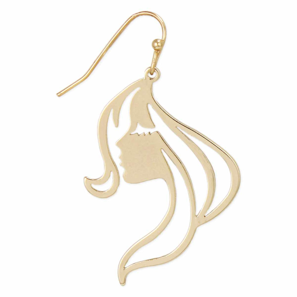 Serene Beauty Silhouette Gold Face Earrings