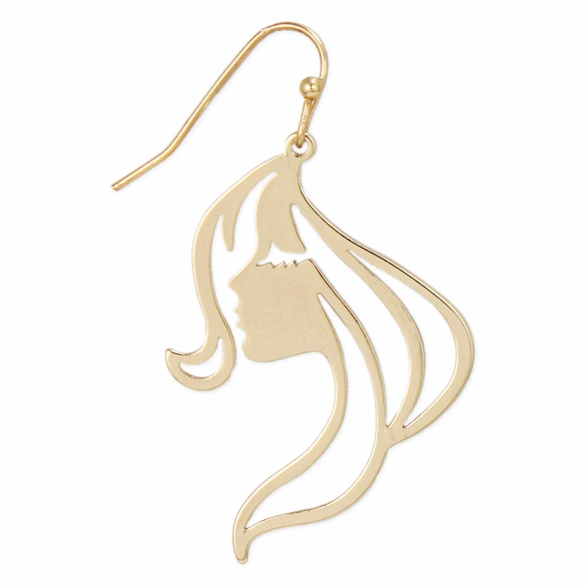 Serene Beauty Silhouette Gold Face Earrings
