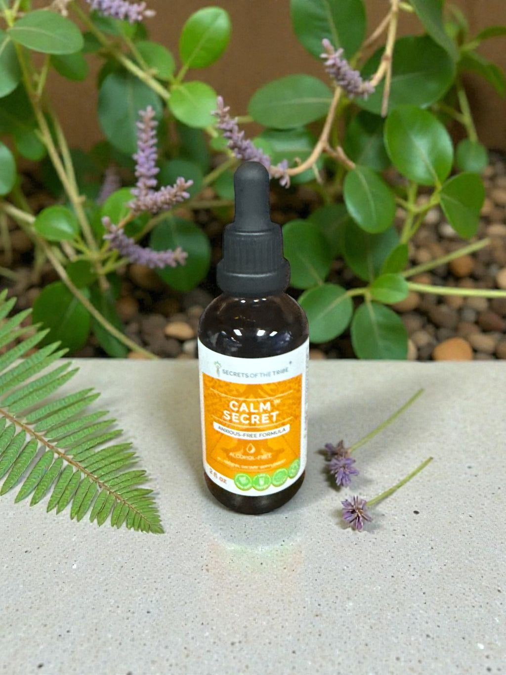 Secrets of the Tribe - Calm Secret, Herbal Supplement Blend Drops Alcohol-Free Liquid Extract, Anxious-Free Formula -2 oz