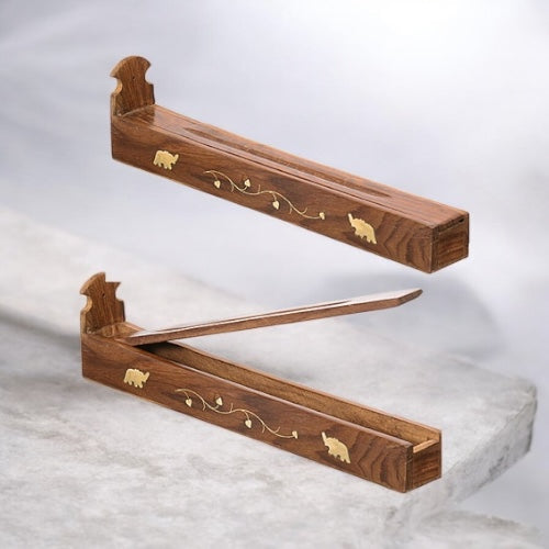 11" HOLDER BOX STYLE WITH ELEPHANT INLAY H-118