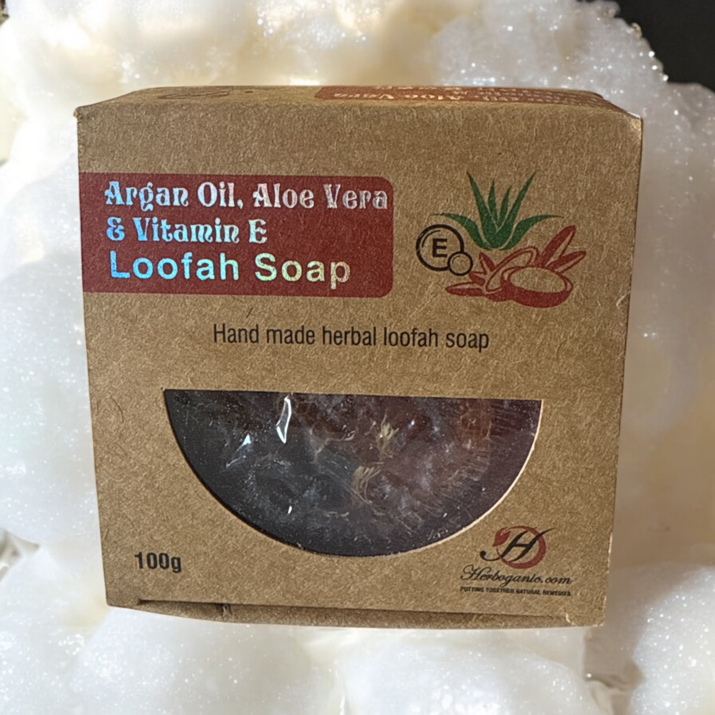 HERBOGANIC Argan Oil, Aloe Vera & Vitamin E Loofah Bar Soap