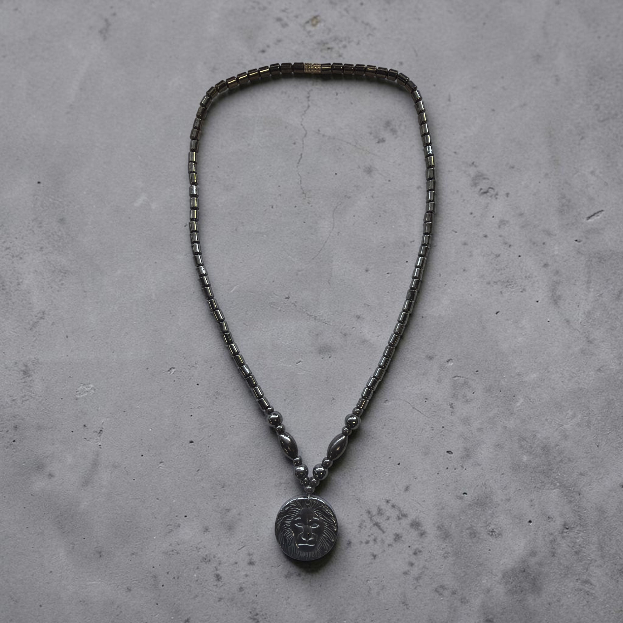 Lion Hematite Necklace – Strength, Courage & Grounding