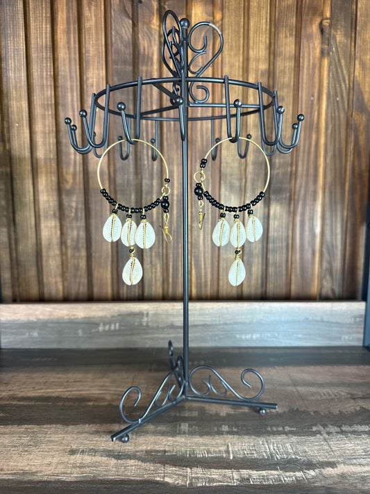 4-Cowrie Shell Hoop Earrings