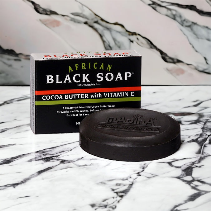 Madina: African Cocoa Butter Black Soap - 3.5 oz.