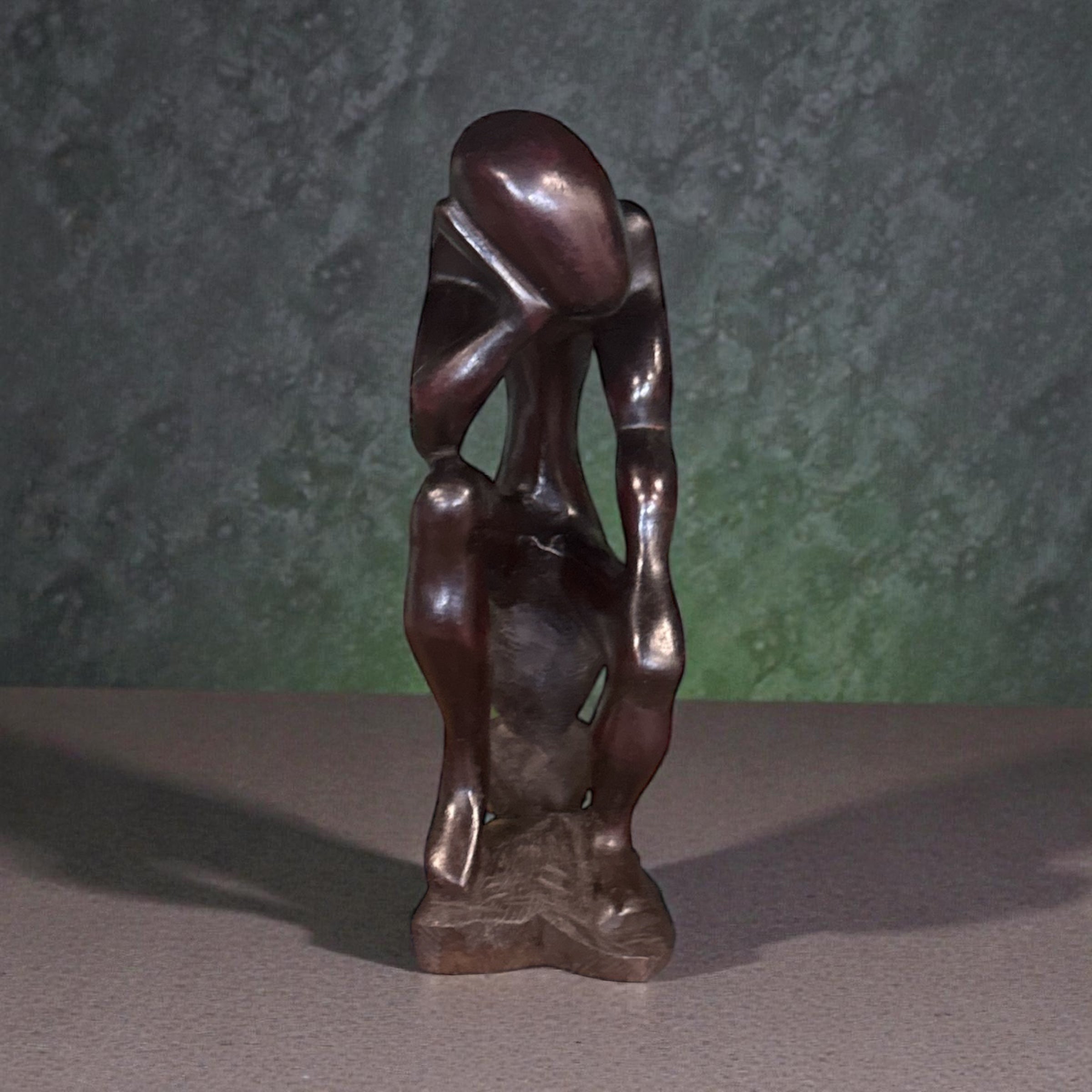 Thinker Statue On Stool - Brown 10-12"