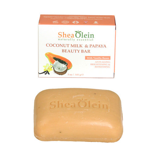 Shea Olein Coconut Milk & Papaya Beauty Bar with Vanilla Beans
