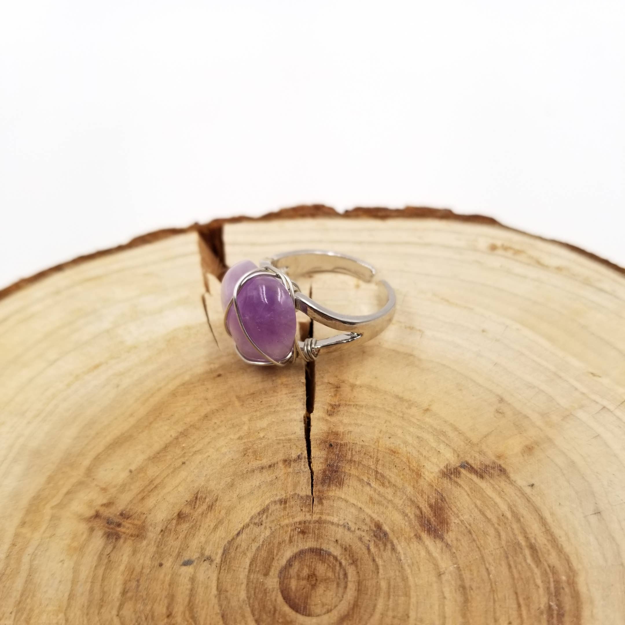 Handmade Natural Crystal Heart Ring