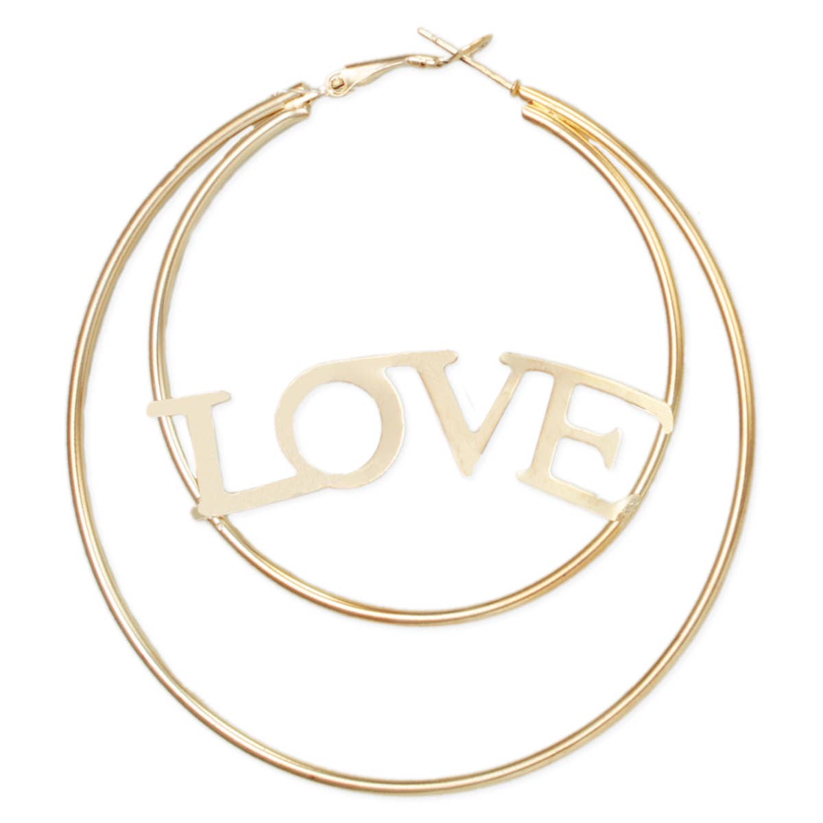 Large Love Gold Hoop Earrings