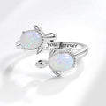 Double Opal Sea Turtle Silver Bypass Ring in Solid Copper