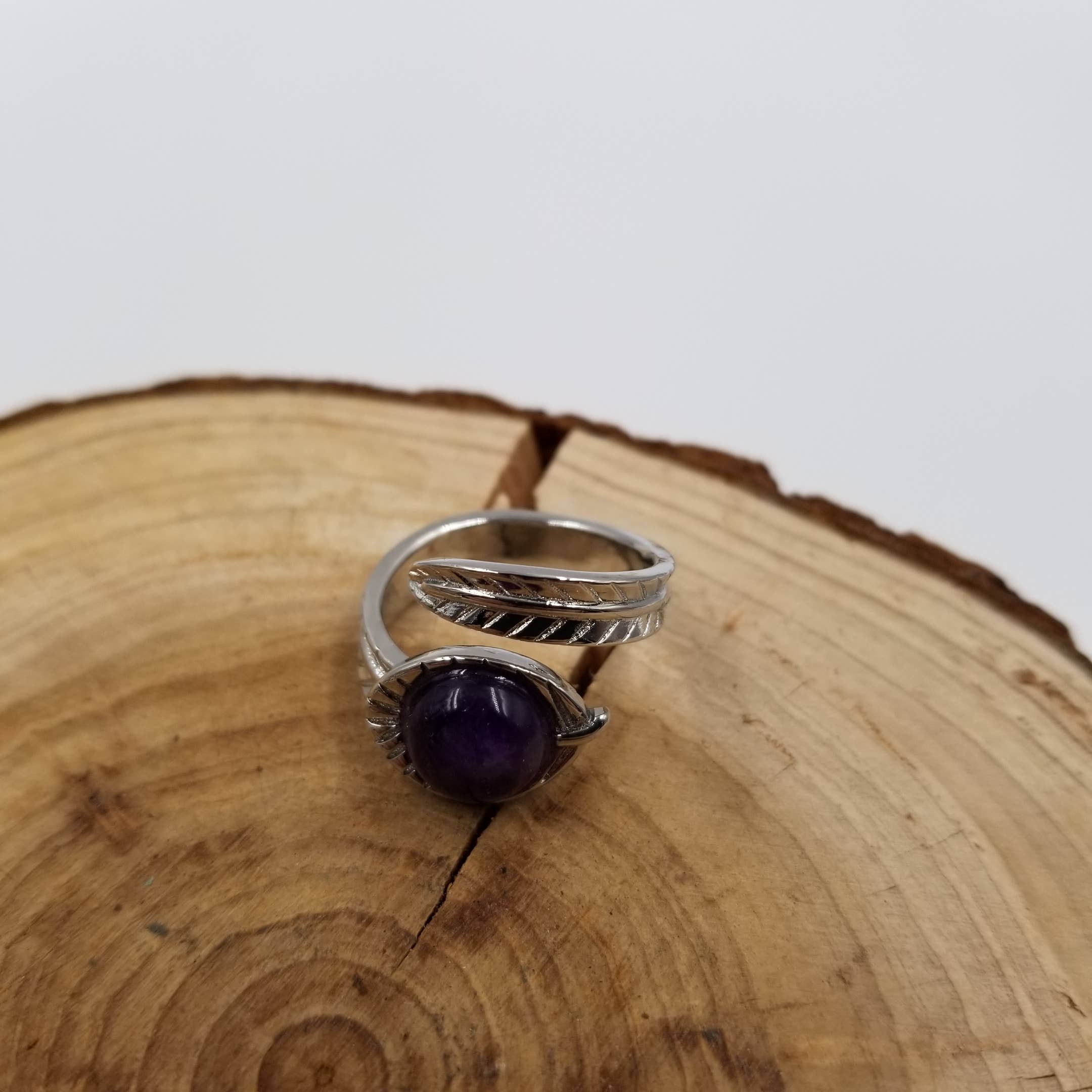 Vintage Silver Natural Stone Open Ring