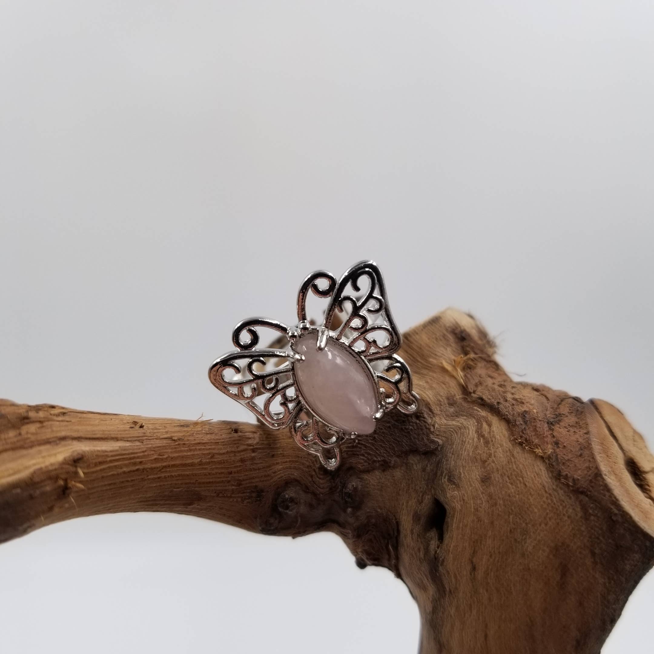 Natural Crystal Butterfly Ring