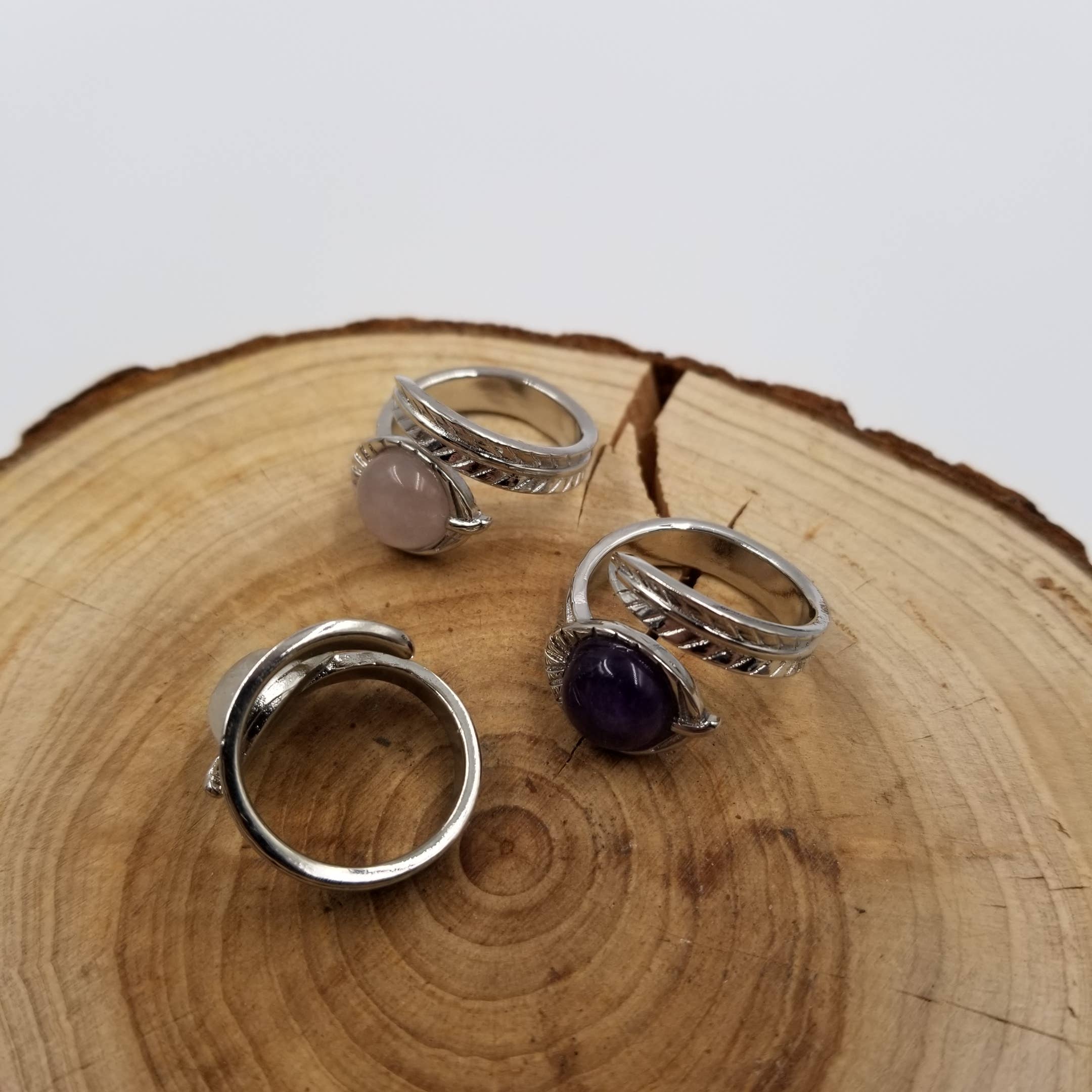 Vintage Silver Natural Stone Open Ring