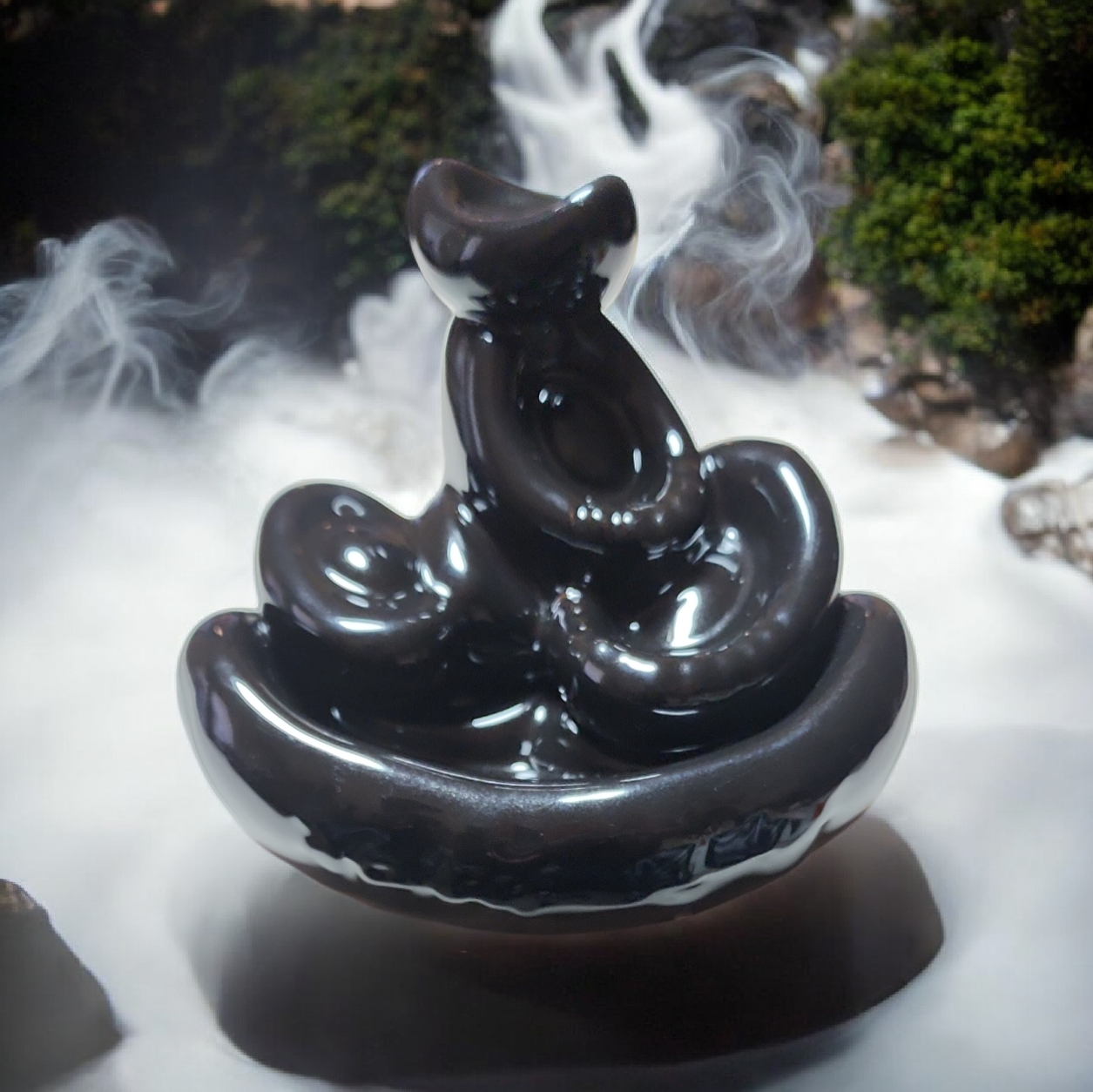 Ceramic Backflow Burner + Incense Holder: Dragon Falls
