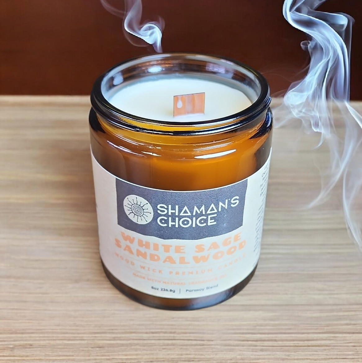 White Sage Sandalwood Wood Wick 8 oz Premium Candle