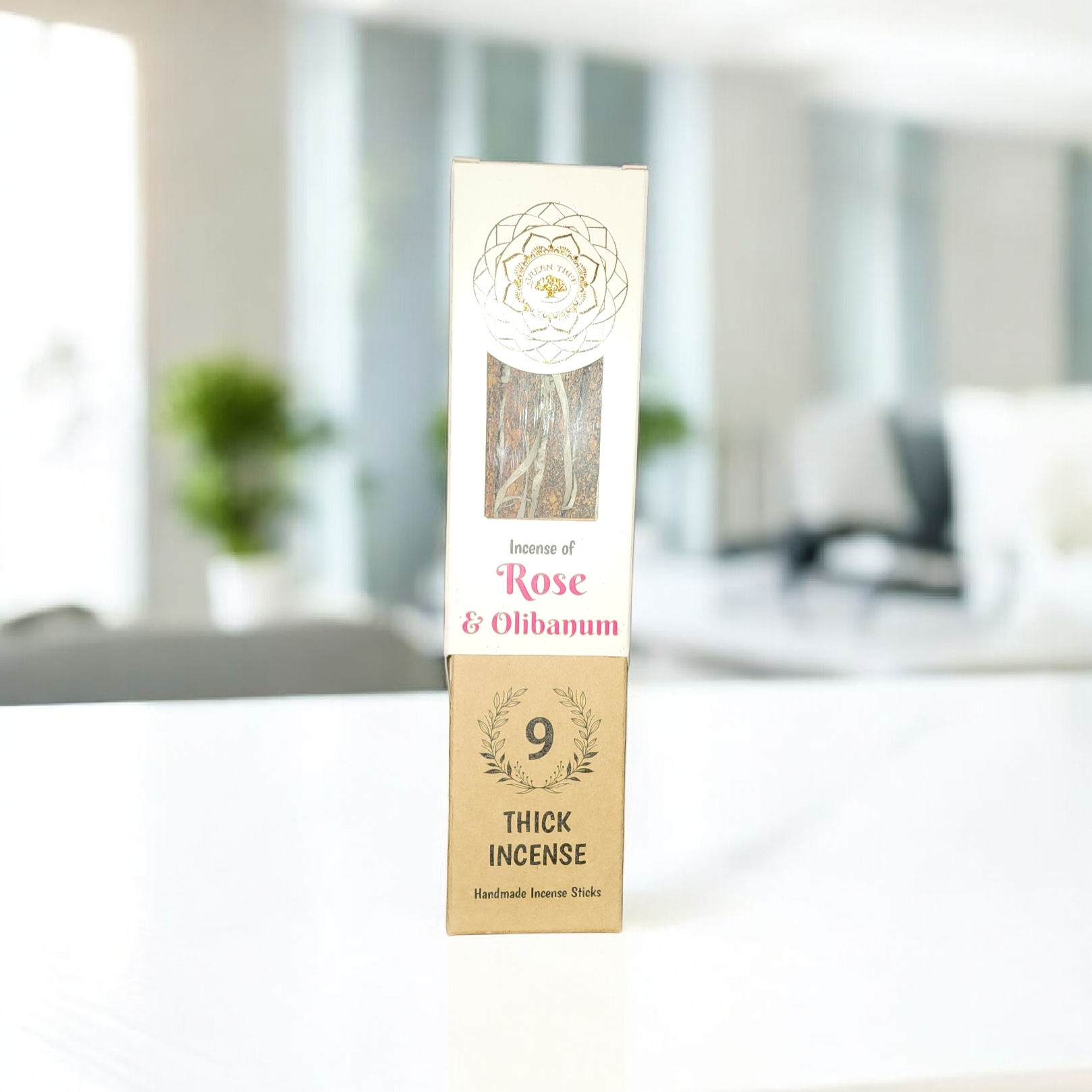 Green Tree Botanical Incense - Rose (9 Thick Sticks)