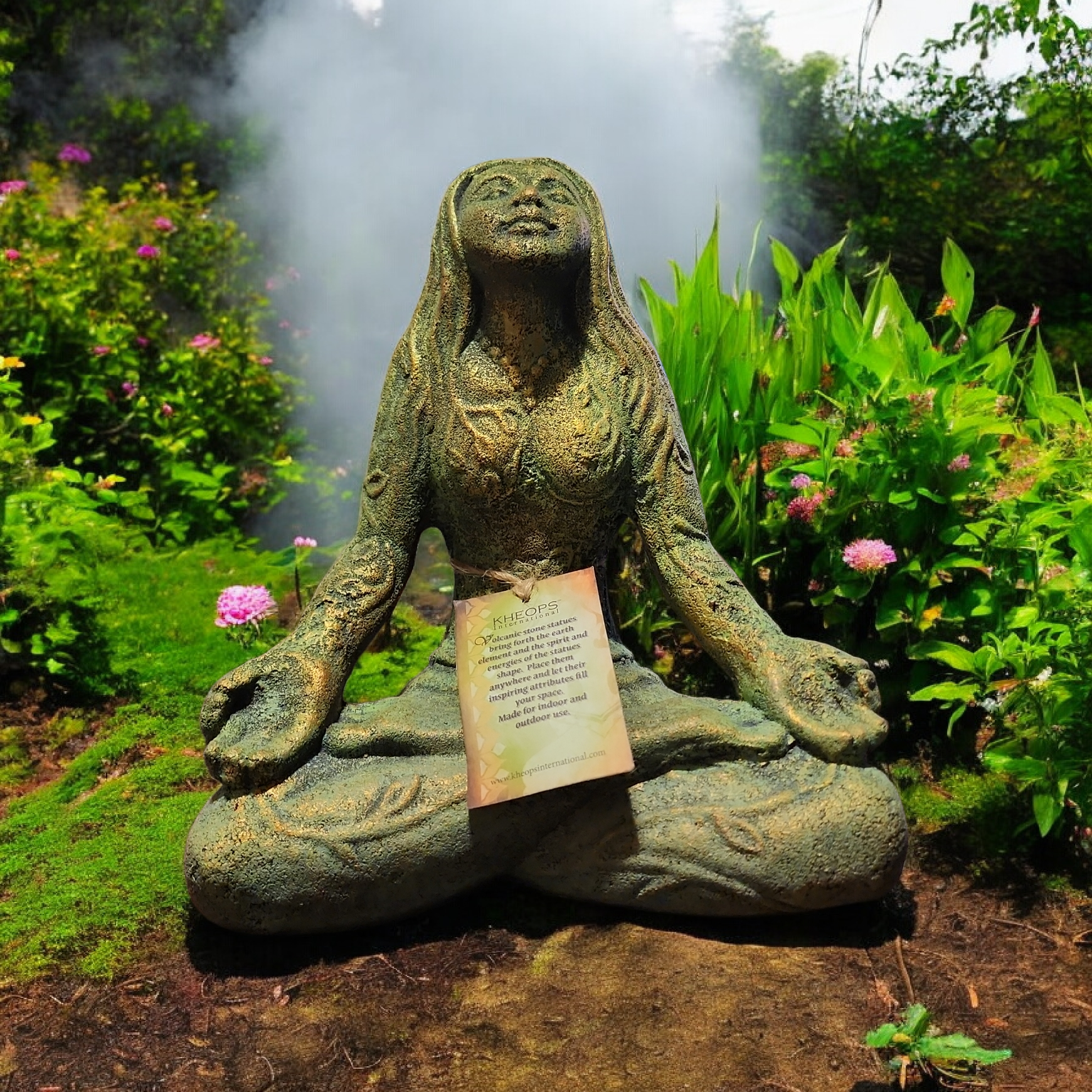 Volcanic Stone Statue - Mother Earth Lotus Pose