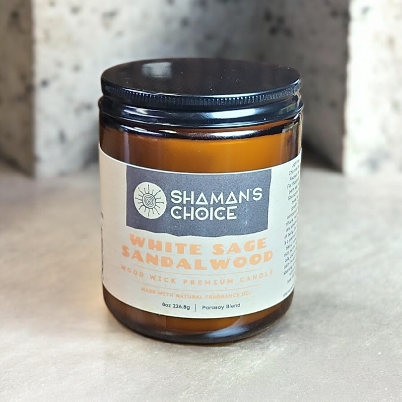 White Sage Sandalwood Wood Wick 8 oz Premium Candle