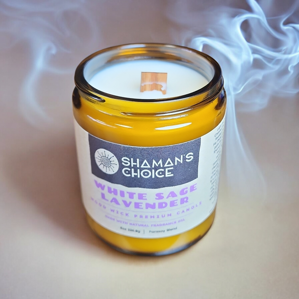 White Sage Lavender Scented Wood Wick 8 oz Premium Candle