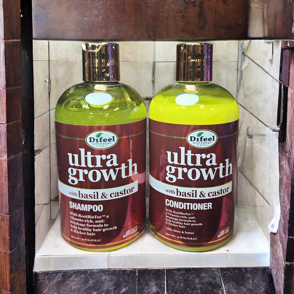 Difeel: Ultra Growth Basil & Castor Oil Pro-Growth Shampoo & Conditioner Set